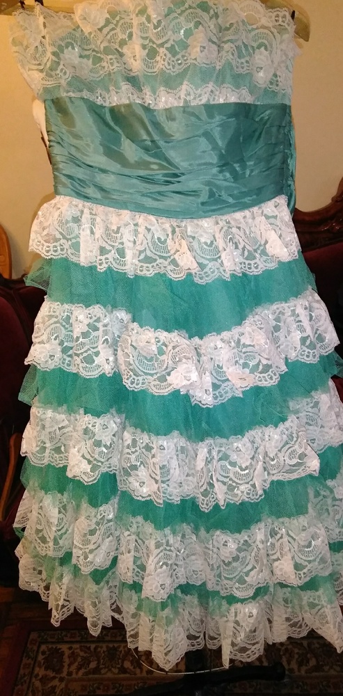 Betsey Johnson Turquoise Prom Strapless Lace Dress